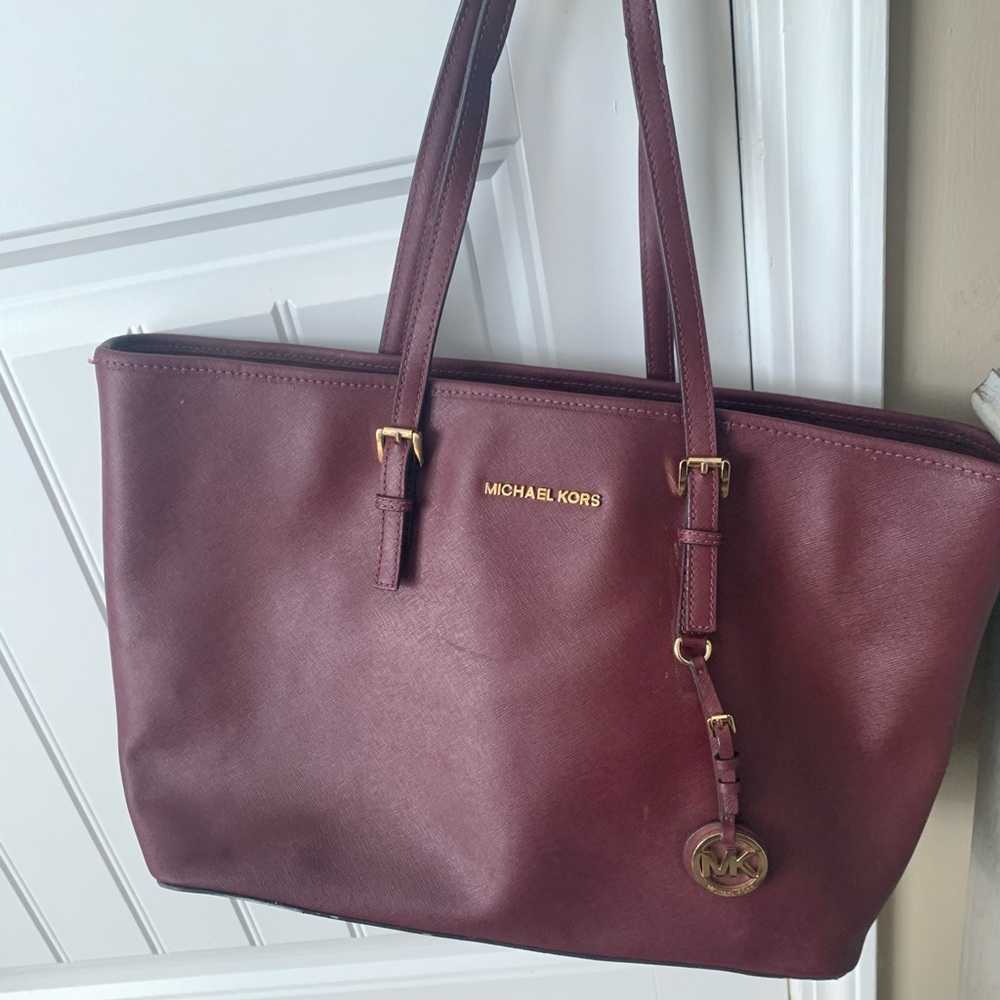 Michael Kors Jet Set Burgundy Tote